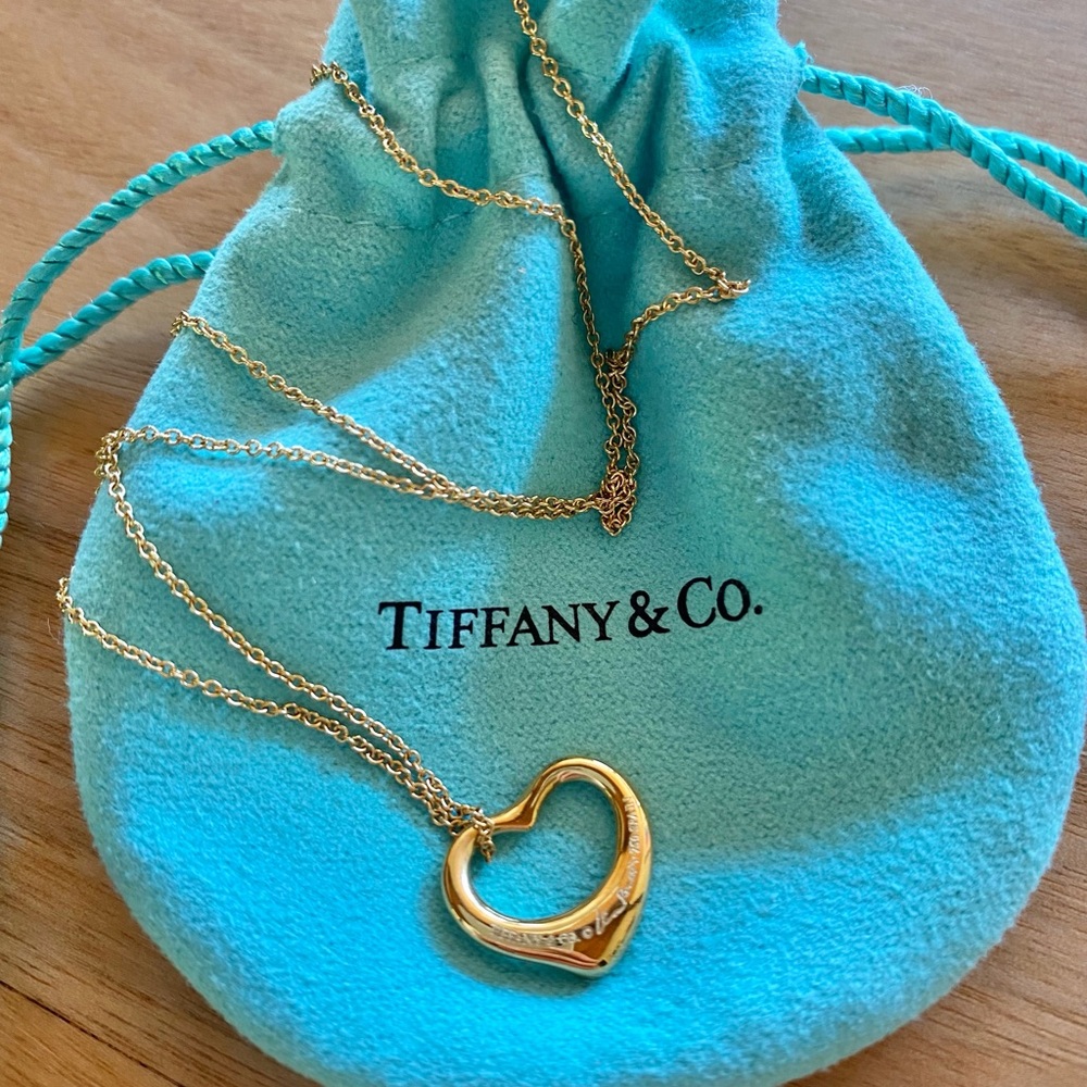 💛 Tiffany & Co. Elsa Peretti 18k yellow gold 16mm open heart necklace